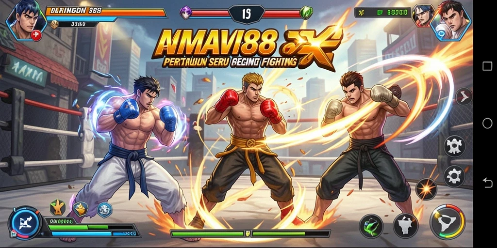 Tampilan gameplay AMAVI88 dengan karakter dan arena pertarungan yang menarik.