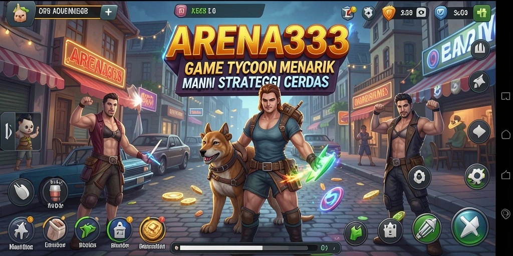 Tampak layar permainan ARENA333 yang menunjukkan interaksi gameplay Tycoon.