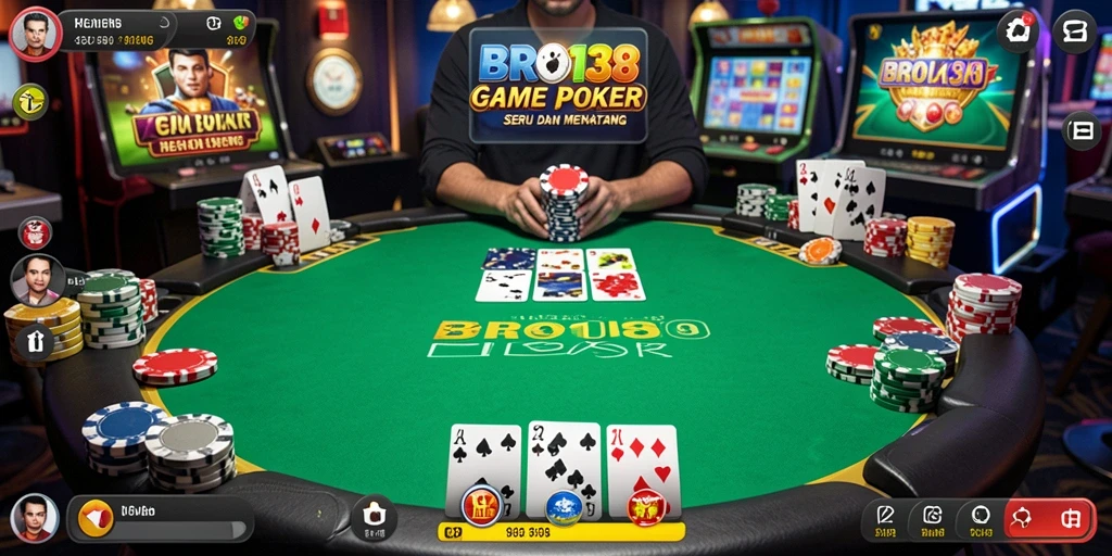 Tampilan gameplay Poker yang mendebarkan dan interaktif.