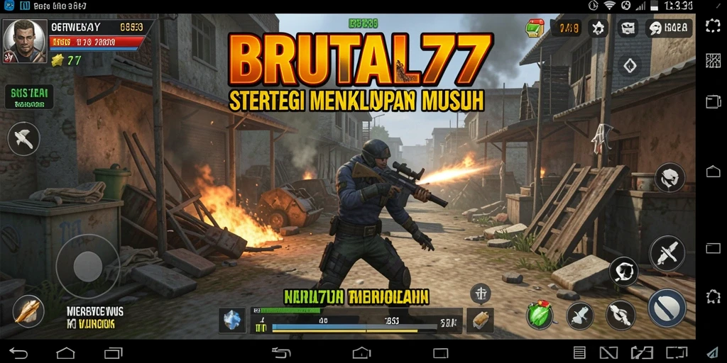 Tampilan gameplay mendebarkan dalam BRUTAL77, strategi yang menentukan.