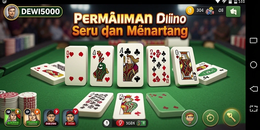 Tangkapan layar utama DEWI5000 menampilkan permainan Domino yang seru.