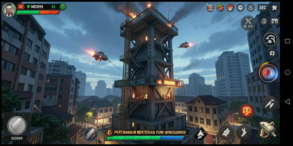 Tangkapan layar utama DMD999 menunjukkan aksi seru gameplay Tower Defense.