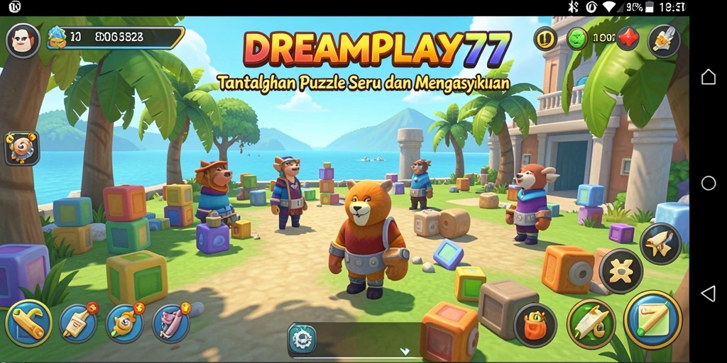 Screenshot gameplay <strong>DREAMPLAY77</strong> menampilkan tantangan puzzle yang menarik.