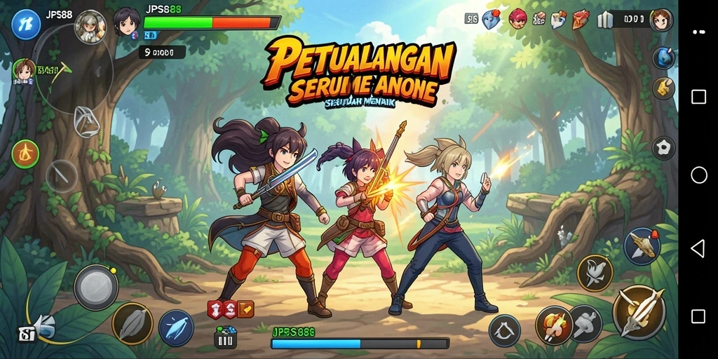 Screenshot menunjukkan karakter Anime dalam aksi yang mendebarkan.