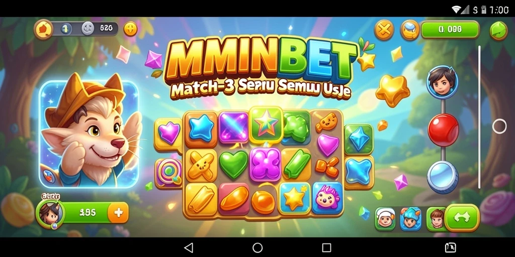 Tampilan permainan MIMINBET dengan bola-bola berwarna cerah.