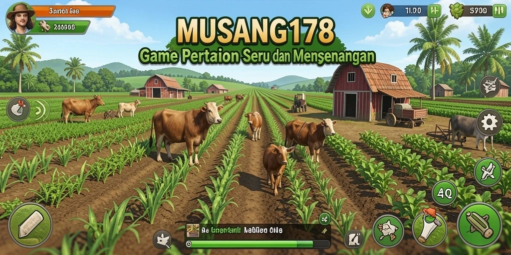 Tampilan gameplay seru di MUSANG178 dengan aktivitas bertani.