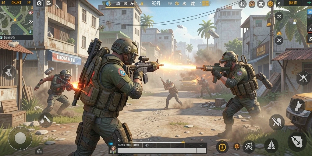 Tampilan gameplay seru dalam pertempuran Battle Royale.