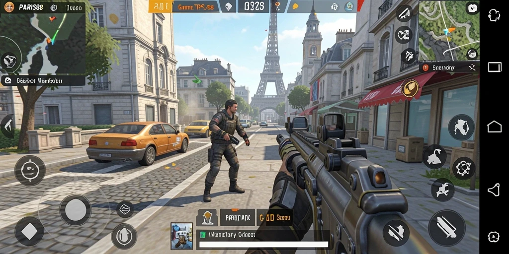 Screenshot gameplay menunjukkan aksi mendebarkan dalam PARIS88.