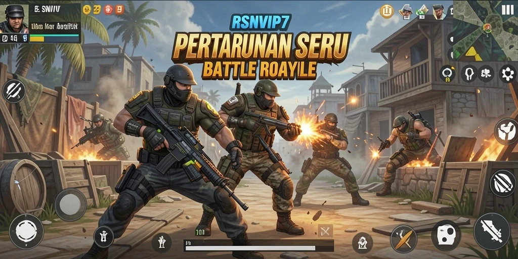 Gameplay menegangkan dalam RSNVIP7 dengan aksi Battle Royale.