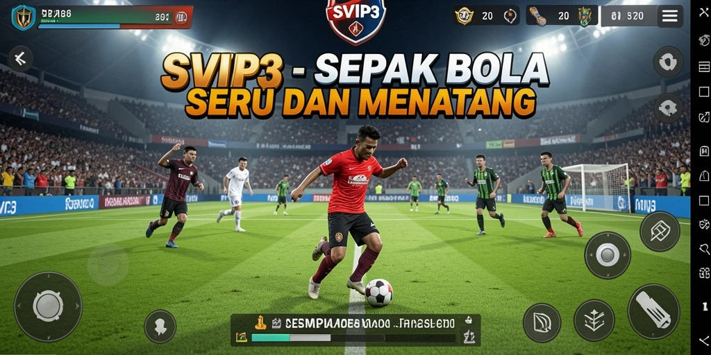 Tampilan gameplay menegangkan dalam SVIP3, memperlihatkan aksi sepak bola yang seru.